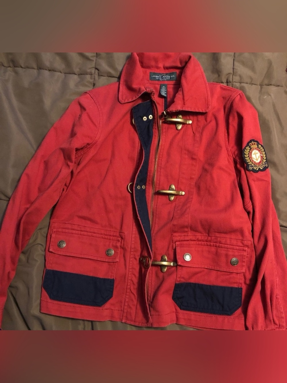 Ralph Lauren Red Field Jacket with Navy Accents - Picture 2 of 5